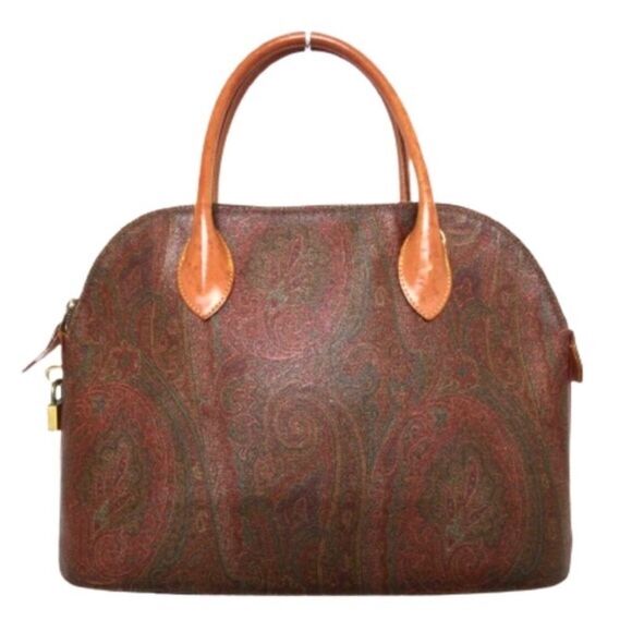 W ETRO MILANO Red Paisley Top Zipper Dome Shaped Hand Bag - Picture 7 of 17